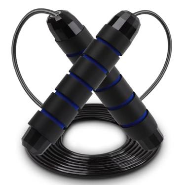 Imagem de Corda de pular ajustável corda de pular de velocidade rápida sem emaranhados com rolamentos de esferas para fitness para mulheres e homens, fitness, casa, escola, academia, exercício, corpo fino, azul