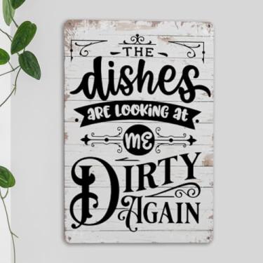 Imagem de Decoração de parede de cozinha engraçada retrô placas de parede decoração de casa para cozinha restaurante inauguração de casa novos presentes de casa para mulheres homens sujo novamente placa de