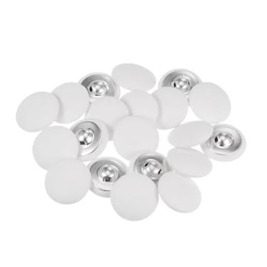Imagem de Generic 20 peças de tecido 34L botão coberto de tecido 21 mm haste de metal botões de costura redonda para ternos blusas, branco