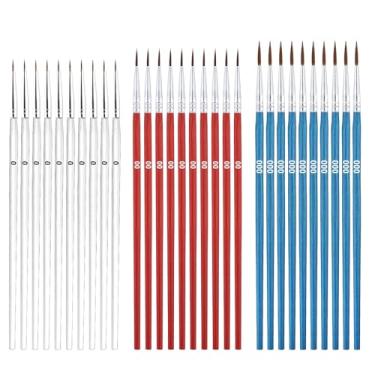 Imagem de Conjunto de 45 pincéis de pintura em miniatura, 0#00#00#000 Conjunto de pincéis pequenos com ponta fina para artesanato em aquarela a óleo, acrílico, pintura artística minúscula (branco, vermelho