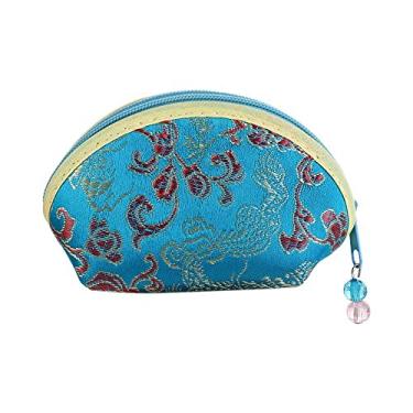 Imagem de Bolsa de armazenamento multifuncional multifuncional estojo de joias portátil para colares, bolsa de presente de nuvem auspiciosa com zíper (azul)