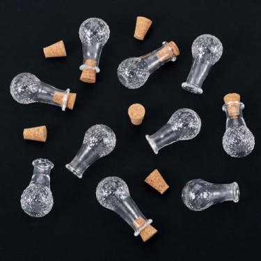 Imagem de 10 frascos de vidro de 2,85 x 1,55 cm (1,12 x 0,61 polegadas) Recipientes de contas com rolha de cortiça, garrafa de desejos para embalagem de armazenamento de contas, chaveiro faça você mesmo