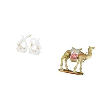 Imagem de Fenteer Elegantes Figuras de Escultura de Cisne de Cerâmica E de Resina para Estante, Armário, Prateleira de Entrada, Sala de Estar, Decoração de Casa,