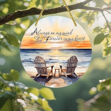 Imagem de Acrílico colorido Suncatcher, cadeiras de pôr do sol de praia, memória, 17,78 cm, decoração de parede de janela suspensa com design de vitral impresso, ideia de presente e ornamento de jardim, uso