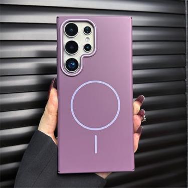Imagem de HJZSZX Capa protetora para Samsung S23FE, capa protetora rígida de luxo fosca à prova de choque, capa magnética para carregamento sem fio (para Sam S23FE/Purple BX FG)