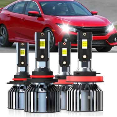 Imagem de XG Glitter Luzes adequadas para Honda Accord 2016-2018, Honda Civic 2021-2022, 9005 farol alto H11 farol baixo, luz branca de alta potência 6500K, Plug & Play, pacote com 4