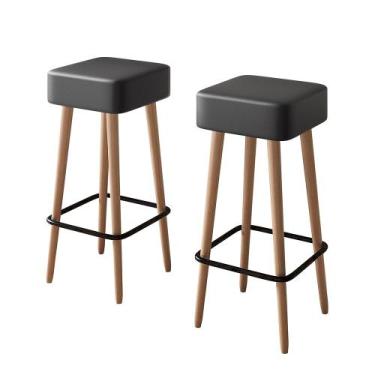 Imagem de Kit 2 Banquetas Megan P/ Bancada E Área Gourmet Pés Madeira - Salaone,