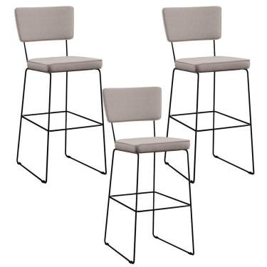 Imagem de Kit 3 Banquetas Alta Para Cozinha Allana L02 Bege