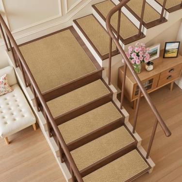Imagem de ComiComi 4 peças de degraus antiderrapantes – 20 x 76 cm, degraus de escada para degraus de madeira, lavável, descasque e cole escadas internas, tapete de escada resistente a manchas para crianças e