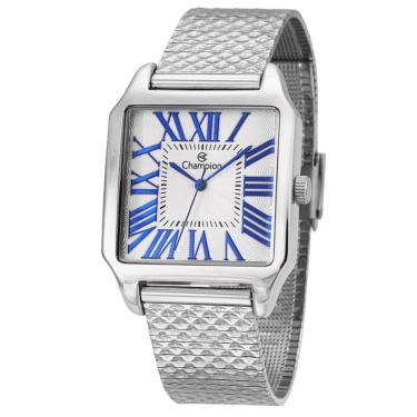Imagem de Relógio Champion Feminino Ref: Cn21318q Clássico Retangular Prateado