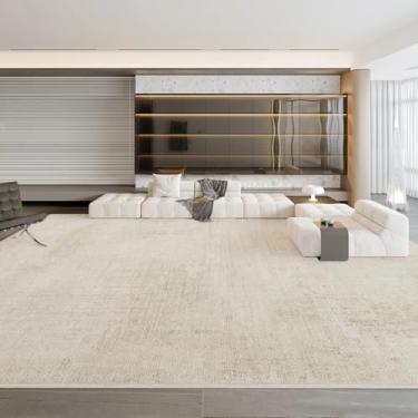 Imagem de Tapetes de decoração para quarto de área grande, estilo creme, para sala de estar, macio e fofo, tapete de pelúcia grosso para casa (200x300 cm/C)