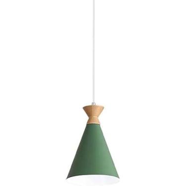 Imagem de Lâmpada Pedat Pequena Estilo Macaro Design Nórdico Luzes Penduradas Modernas Abajur De Metal E Madeira E27 Luminárias De Iluminação Decorativas De Teto De Varanda De Cab, Green