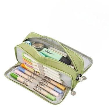 Imagem de Estojo de Lápis de Tecido de Grande Capacidade Camada Double Sided Pen Bag Pencil Case Escolar Escritório Faculdade(verde)