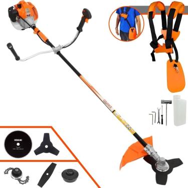 Imagem de Roçadeira Profissional Lateral Vulcan Vr520h À Gasolina 2t 52cc 2,5hp + Faca 2 Pontas 330mm 2,7mm + Faca 80 Dentes 255m