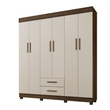 Imagem de Roupeiro Copacabana New 6 Portas 2 Gavetas Benetil Imbuia-off White