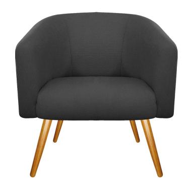 Imagem de Poltrona Luiza Couro Ecológico Nozes E Linho Chumbo