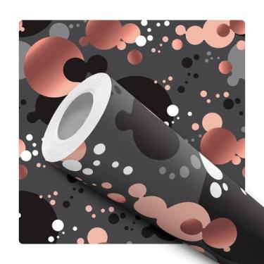 Imagem de Papel de Parede Adesivo Abstrato Preto Rose Gold Círculos Bolas Modern