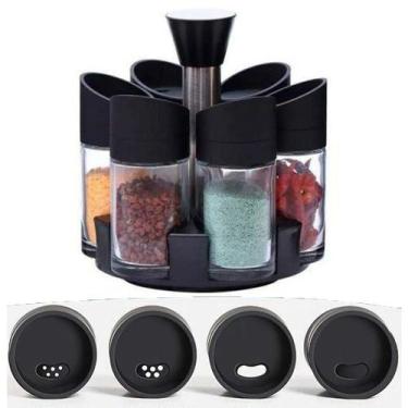 Imagem de Porta Temperos Condimentos 6 Peças Suporte Giratorio Cozinha Casa - LE