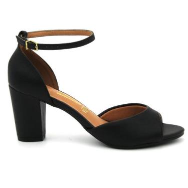 Imagem de Sandália Vizzano Salto Grosso Médio Casual 6262.206 Feminina, 34, Pret