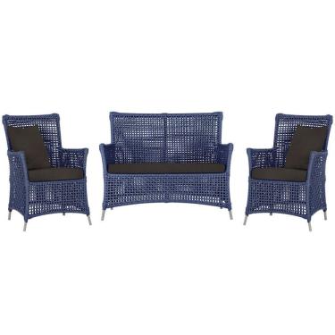 Imagem de Jogo Sofá E 2 Poltronas Igapó Alumínio Fendi E9 Trama Azul