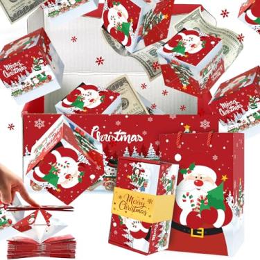 Imagem de Caixas de presente para dinheiro explosivo de Natal, pacote com 12 caixas de dinheiro surpresa pop-up com confetes, caixa de presente de explosão de feliz Natal para dar dinheiro, ideias divertidas de