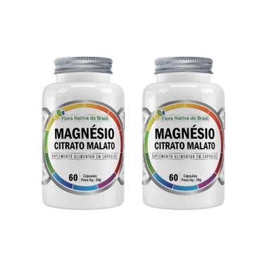 Imagem de Kit 2 Magnésio Citrato Malato 2x60 cps Flora Nativa Sabor:Sem sabor - 
