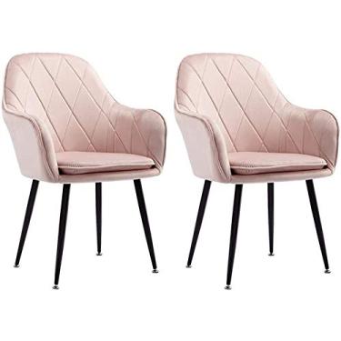 Imagem de Conjunto de 2 cadeiras de sala de jantar de cozinha modernas cadeiras de jantar de cozinha sala de jantar cadeiras de canto de sala de lazer cadeiras de recepção de veludo com encosto e assento