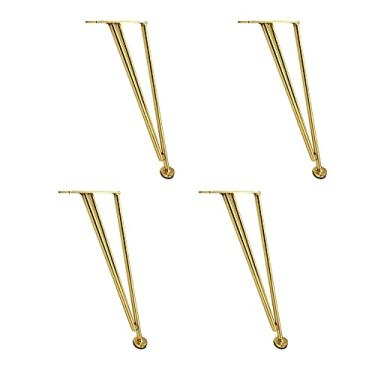 Imagem de ZJYWMM 4 peças de pernas de móveis DIY pernas de mesa de metal vergalhão pés de sofá substituíveis pernas de gancho de cabelo pernas de mesa de centro suporte de TV pernas de armário de banheiro pé de