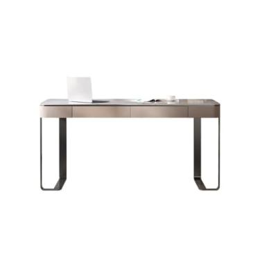 Imagem de ZDJZMGZ Mesa de computador, mesa de escritório em casa, mesa de escritório de ardósia, mesa de escritório simples para computador com 2 gavetas, mesa de estudo, sala de estar, mesa de estudo, estação