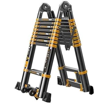 Imagem de Escada telescópica multiuso com capacidade de carga 200 kg escada telescópica reta escada dobrável de alumínio portátil leve