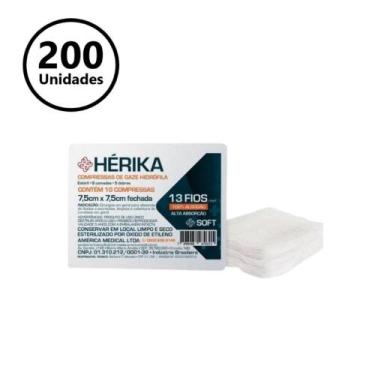 Imagem de Compressa de gaze herika 7,5x7,5 c/10 cx c/200  estéril 13f - america 