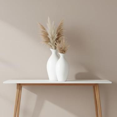 Imagem de Dupla de Vasos Jarros Decorativos em Cerâmica Moderno Alta Resistência Decoração para Sala, Mesa de Centro e Aparador (Branso Brilhoso)