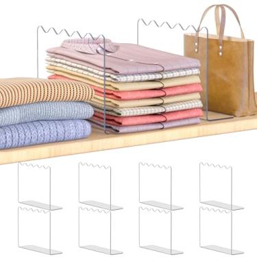 Imagem de OKPOW Divisórias de prateleira para organização de armários: 25,4 cm de altura x 30,5 cm de profundidade, separadores de acrílico transparentes para roupas, divisórias de prateleira verticais