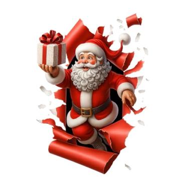 Imagem de Adesivos de parede de Natal, adesivos de festa de inverno, faça você mesmo, Papai Noel quebrando a parede para entregar presentes para decoração de casa, como sala de estar, quarto, banheiro, quarto