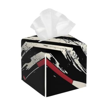 Imagem de Suporte quadrado de couro para caixa de lenços de papel, à prova d'água, bandeira americana, organizador de papel facial com cinto inferior, estojo de lenços para mesa, banheiro, escritório, mesa