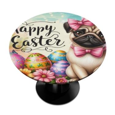 Imagem de hongjinglin Toalha de mesa redonda com borda elástica de Páscoa, toalha de mesa redonda limpável para ambientes internos e externos, pátio, jantar, cozinha, festival, decoração para mesas de 101 a 111