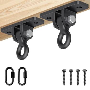 Imagem de Dolibest Heavy Duty Swing Hangers, Porch Swing Hanging Kit, Black Cast Iron Swing Hooks,Swing Set Hardware w/Wood Screws for Playground, Porch, Wooden Sets, Indoor & Outdoor Use, 180° Rotation (2Pack)