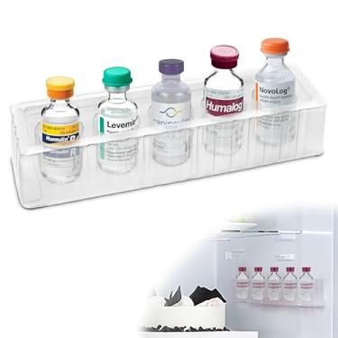 Imagem de Leng Ke Suporte de armazenamento de insulina para geladeira - Suporte protetor de frasco de peptídeo de 10 ml para parede de geladeira, compatível com frascos U-100 de 24 mm (0,94 polegadas) de