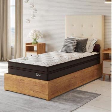 Imagem de Conjunto Cama Box Solteiro Zoe Com Molas Ensacadas 088x188x62,4cm Yesc