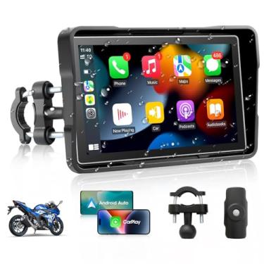 Imagem de Sistema de navegação GPS para motocicleta de 12 cm com Apple CarPlay, Android Auto, Bluetooth duplo, Siri, Google Assistant