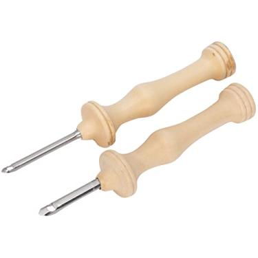 Imagem de AUNMAS Kit de Agulha de Perfuração DIY, Cabo de Madeira para Iniciantes, Ferramentas Artesanais Confortáveis ​​para Projetos de tricô e Bordado