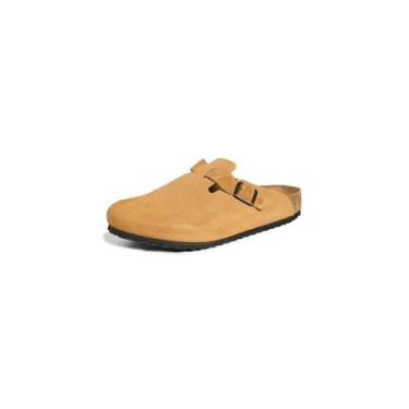 Imagem de Birkenstock Tamancos masculinos de veludo cotelê Boston, marrom cortiça, 38 M EUA