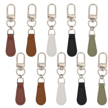 Imagem de HOBBIESAY 10 peças de couro PU puxadores de zíper 5 cores etiquetas de zíper fixador em forma de folha alça de puxar cordão puxadores de couro puxador de zíper cabeças de substituição para jaqueta de
