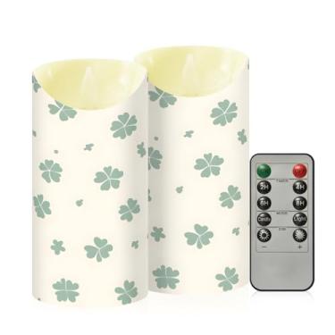 Imagem de Wassud Pacote com 2 velas sem chama trevos com controle remoto, velas realistas cintilantes com temporizador, velas decorativas para Natal, casamento, festa, decoração de casa média