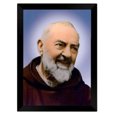 Imagem de Quadro Decorativo Religioso São Padre Pio de Pietrelcina (Preta, A4)
