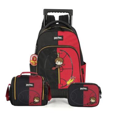 Imagem de Mochila de Rodas Lancheira Térmica Estojo Box Harry Potter