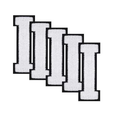Imagem de GBTBYS Remendos de letras universitárias de 11,4 cm branco chenille ferro em letras patch para mochilas, aplique bordado, jaqueta com capuz, bolsas de Natal, festa de aniversário I