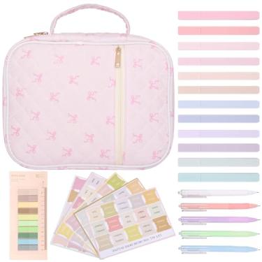 Imagem de KTZCTPCA Kit de bolsa de diário da igreja, capa bíblica de mão para mulheres, bolsa de livro bíblico com material de estudo para retiros, peregrinações, encontros cristãos, presente (padrão de