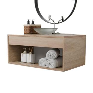 Imagem de Gabinete Banheiro Armário 60CM Com Cuba Transparente (Madeirado)