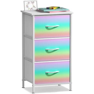 Imagem de Sorbus Mesa de cabeceira com 3 gavetas – móveis de cabeceira e baú de mesa de canto para casa, acessórios de quarto, escritório, dormitório universitário, estrutura de aço, tampo de madeira, caixotes